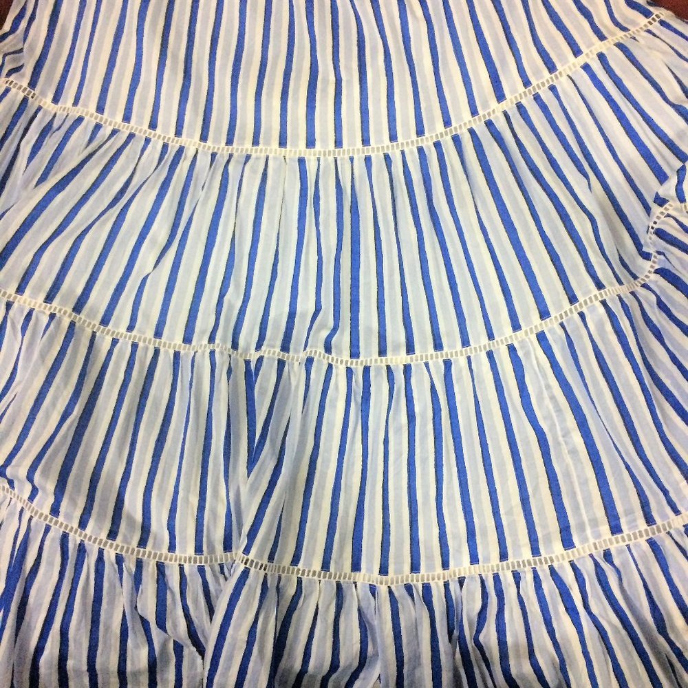 J. Crew Tiered Cotton Midi Skirt in Stripe L - Picture 7 of 9